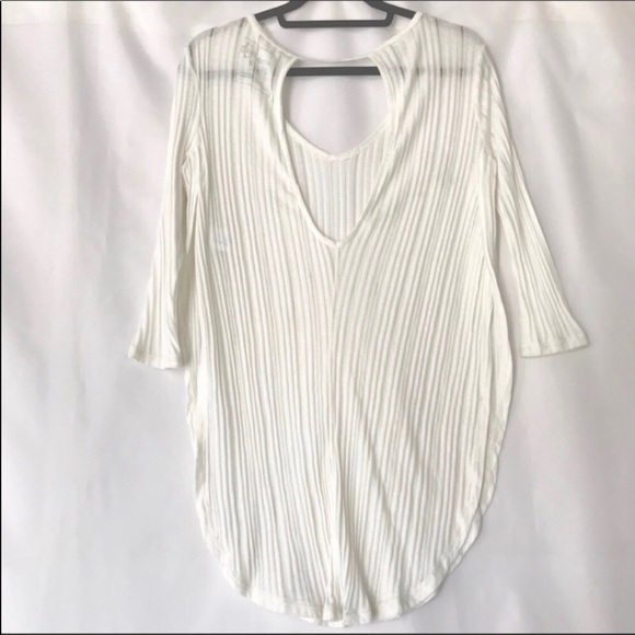 New Free People Astoria Split Ribbed Tee Size XS S - Picture 5 of 6